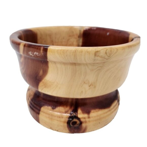 Vintage Turned Wood Footed Nut Bowl Rare Mid Century Modern Handmade 7